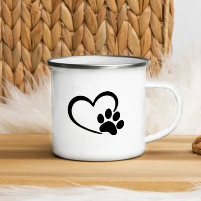 I Love My Dog Printed Enamel Cups Creative Coffee Tea Mug Drinks Dessert Breakfast Milk Cup Cut Mugs Handle Drinkware Best Gifts