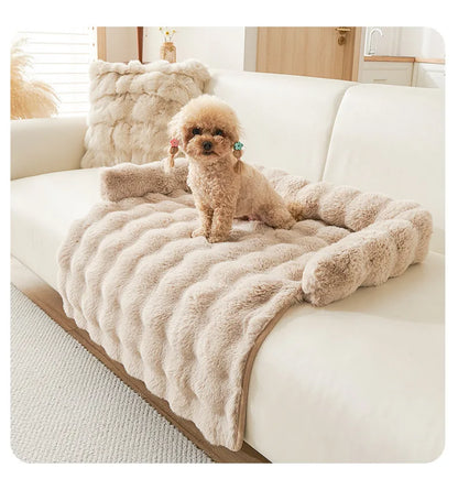 the PAWSOFA COZY COVER - Winter Warm Dog Sofa/Couch Cover, Bed Soft Pet Blanket Pad/Mat for Small Dogs, Pet Accessories, Cat/Dog Durable Blanket Travel & Indoor