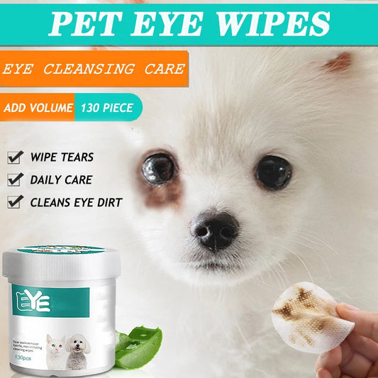 the PET EYE WIPES - Pet Eye Wipes Cats and Dogs, Tear Mark Wet Wipes, Cats and Dogs Universal No Irritation Cleaning Products, 130 Canned Wipes