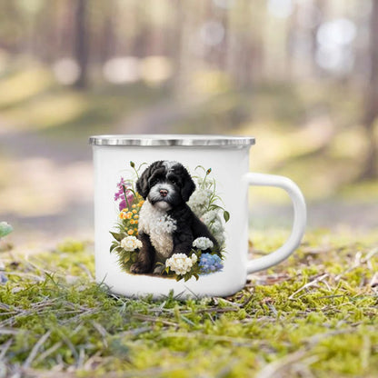 Dachshund Bulldog Border Colliegolden Retriever Printed Enamel Mug Creative Coffee Cup Camping Handle Mug Gifts for Dog Lovers