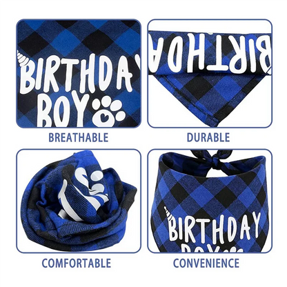 A85M 2X Dog Birthday Party Supplies,Pet Birthday Hat And Boy Doggy Birthday Bandana Set