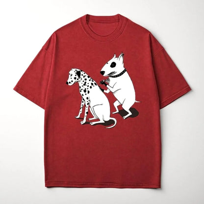 the SPOT STEALER - Funny Dalmatian Spot Tattoo Dog Shirt, Quirky Bull Terrier Tattoo Design Tee, Humorous Pet Lover Gift T-Shirt, Men/Women Summer Tops