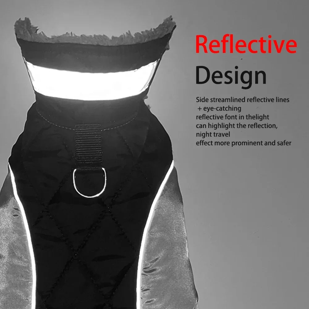 Reflective Pet Clothes For Small Large Dogs Warm Thicken Fleece Dog Vest Coat For Winter Plaid Puppy Parka With D-ring Labrador