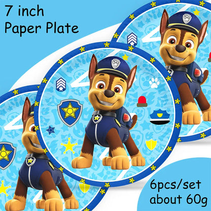 Chase Paw Patrol Birthday Party Gift Girl Party Supplies Children Favor Paper Tableware Ballon Plate Cup Table Accessories