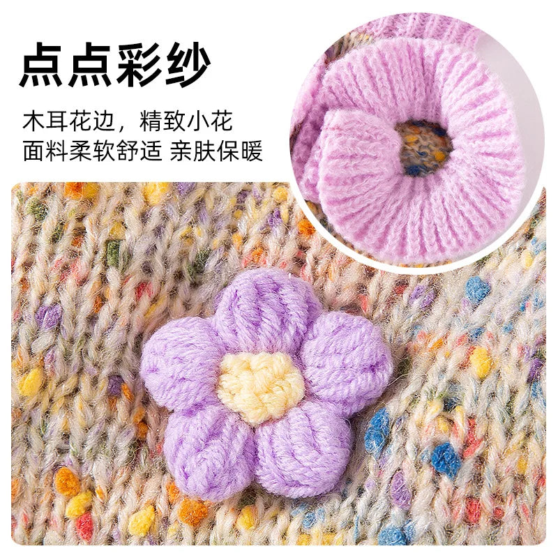 Autumn and Winter Pet Dot Little Flower Sweater Comfortable Warm Dog Clothes Teddy Cat Clothing Puppy Clothes for Small Dogs