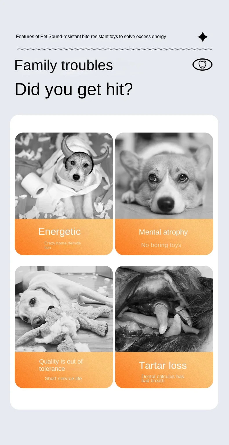 Dog Molar Toy Food Grade Silicone BPA Cute Little Monster Dog Tooth Cleaning Interactive Bite Resistant Sound Toy Pet Supplies