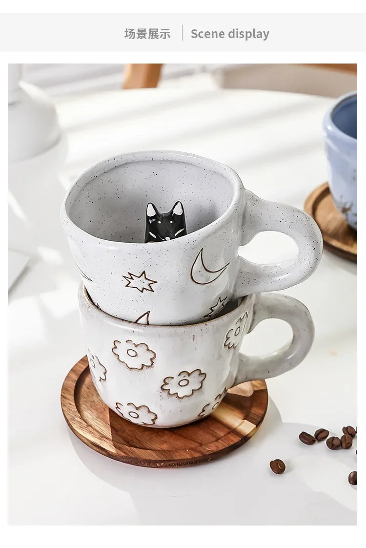 360ml Cups Ceramic Funny Cartoon Animal Tea Milk Cups Cute Handmade 3D Snail Daisy Dog Cat Coffee Mugs Creative Unique Gifts