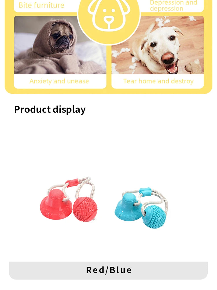 Dog Toys TPR Ball Teeth Grinding Cleaning Teeth Pet Play Suction Cup Elastic Pull Rope Chew Toy Dog Supplies