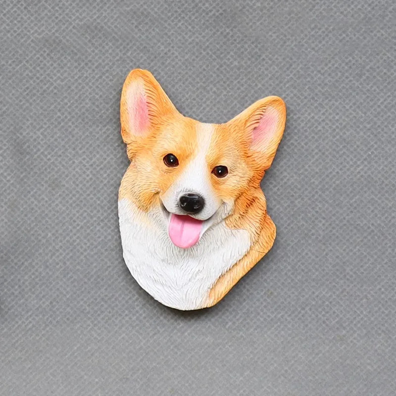 3D pet dog resin magnetic refrigerator sticker simulation corgi,Yorkshire,Golden Retriever,Magnetic sticker home decoration