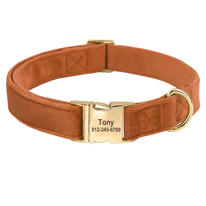 the COZY CREST PERSONALIZED COLLAR - Custom Dog Collar, Soft Velvet Dog Collars, Winter Personalized Pet ID Tag Plush Necklace for Small to Large Dogs, Pug, Free Engraving