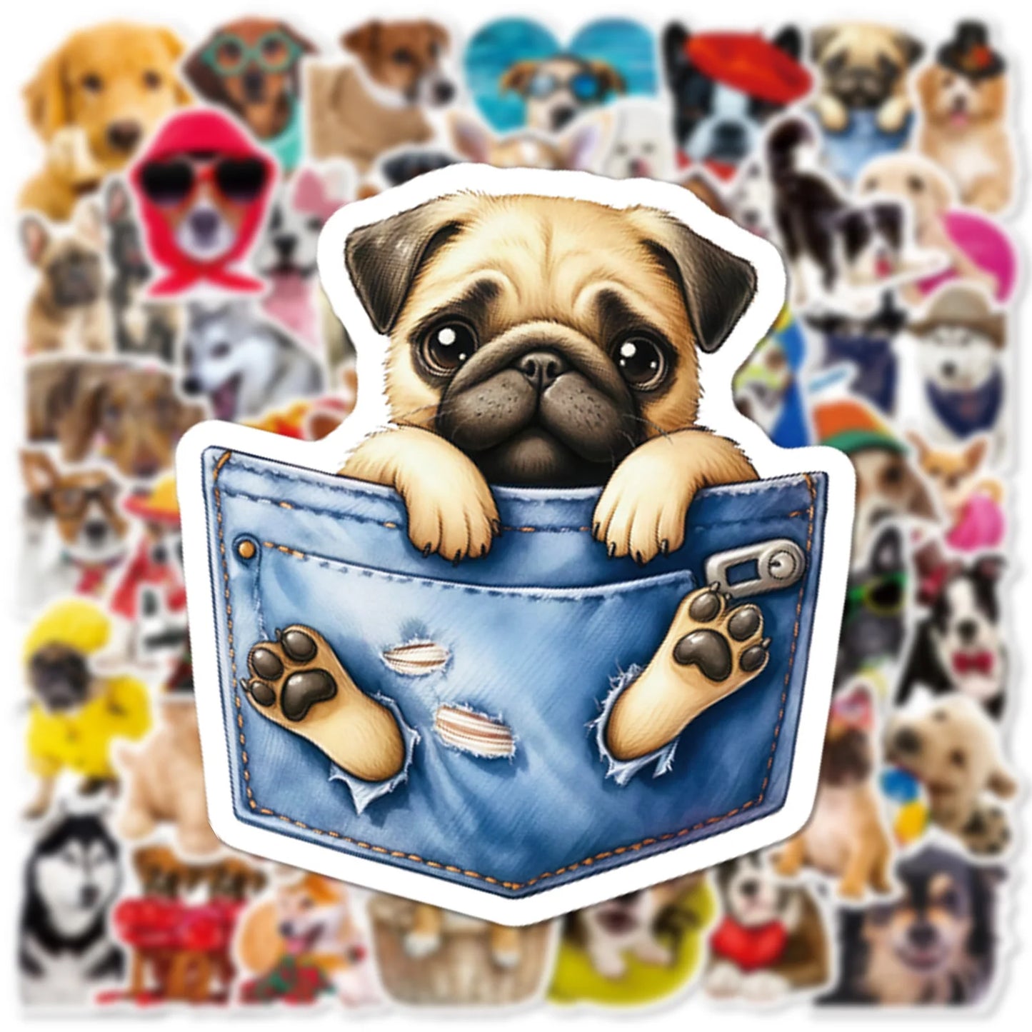 10/25/50pcs Lovely Realistic Dog Stickers Meme Decals for DIY Waterproof Phone Laptop Guitar Suitcase Car Skateboard Suitcase