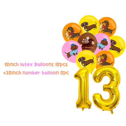 Cute Dachshund Theme Birthday Party Decorations Lovely Puppy Backdrop Cake Insert Banner Balloon Baby Shower Supplies Child Gift