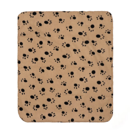 Pet Blanket Double-Sided Fleece Warm Comfortable Dog Cat Animal Paw Print Suitable for Bed Sofa Couch 60x70cm Beige