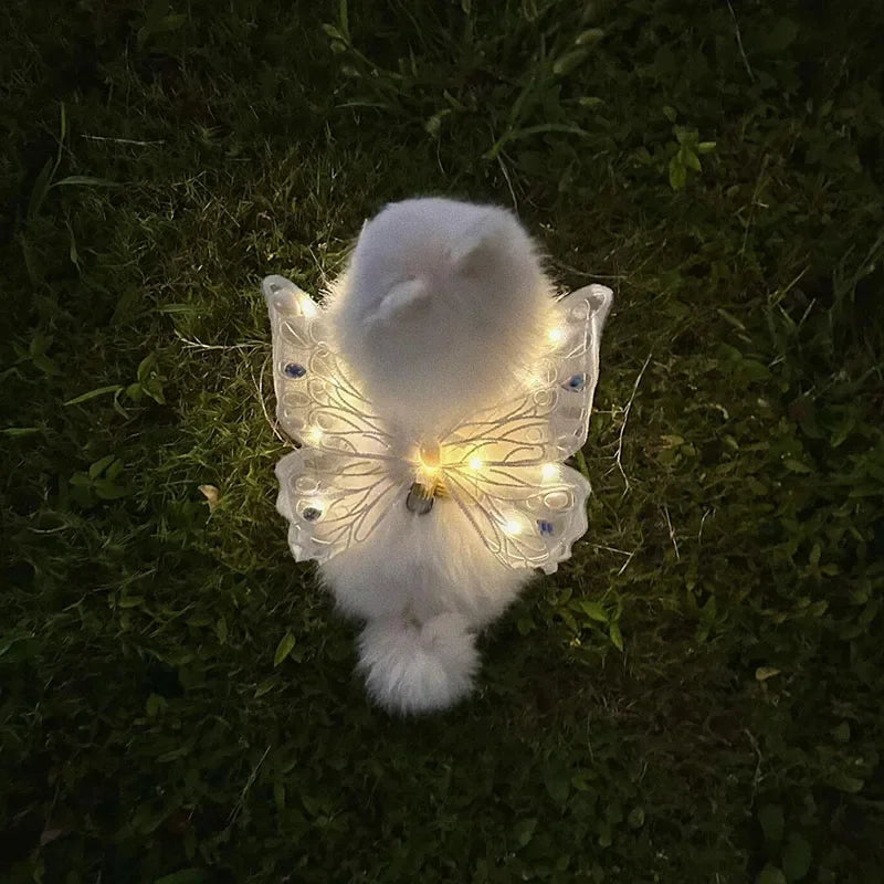 Dog wings glowing butterfly back decoration puppy summer clothes chest back decoration small dog Pomeranian Teddy Bigbear