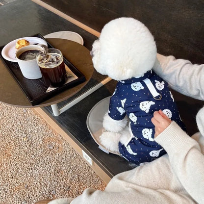 the SNUGGLEBEAR OUTDOOR COAT - Waterproof Cotton Jacket with Bear Print, Warm Winter Coat, Four-Legged Dog Clothes, Chihuahua, Poodle, Bichon Puppy Accessories