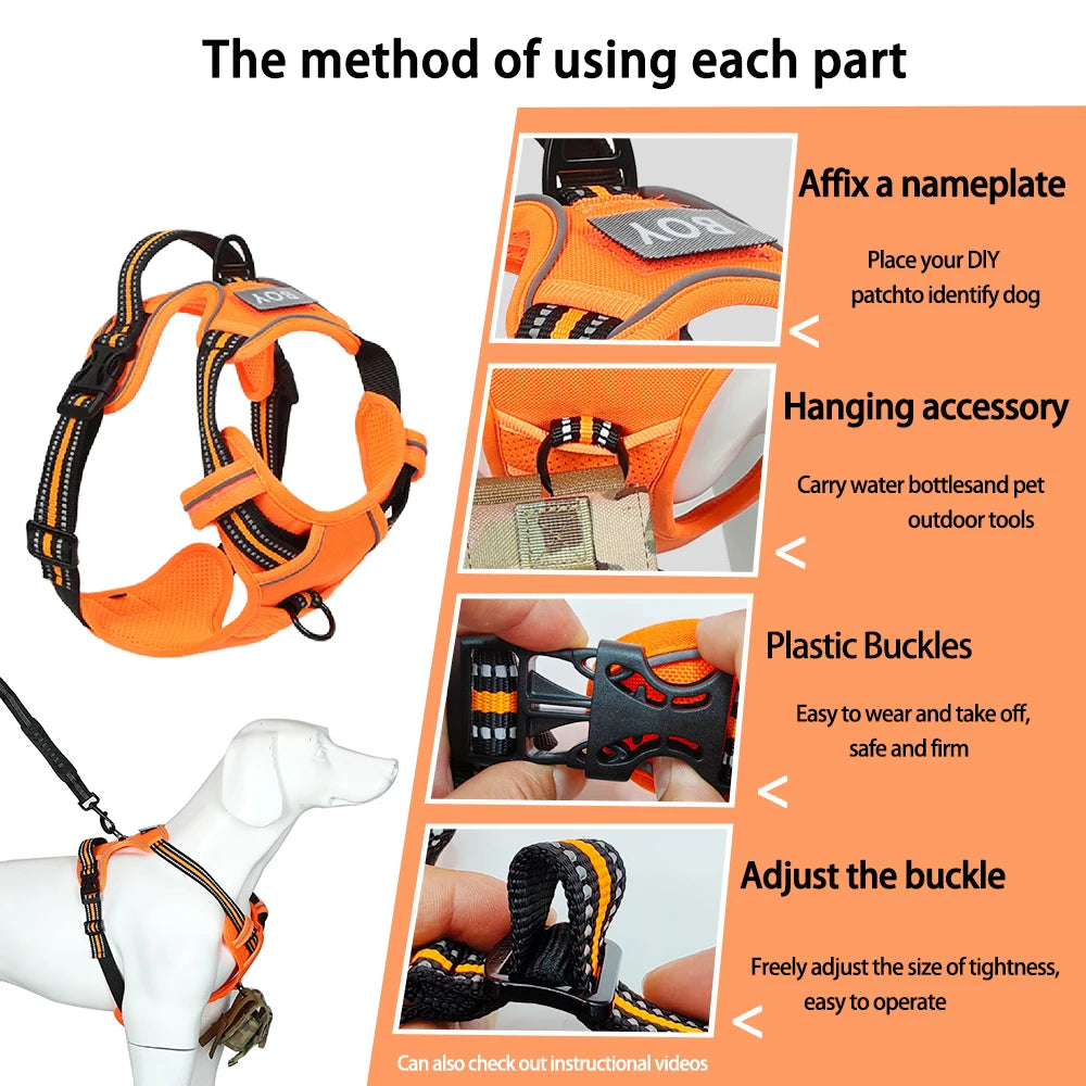 the REFLECTAGUARD PADDED HARNESS - Dog Harness, Pet Harness with Pull - 1 Leash Clip, Adjustable Padded Dog Vest, Reflective Non-Choking Pet Vest with Free Nameplate