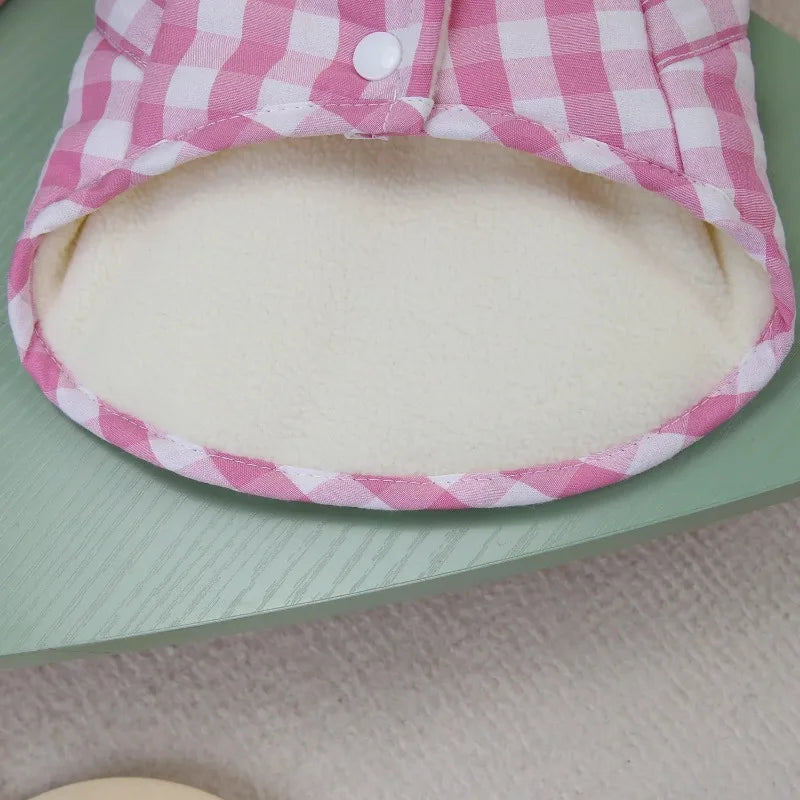 Warm Winter Pet Dog Clothes Plaid Parkas Dog Outdoor Coat Traction Pet Coat Vest Teddy Bear Small Dog Jackets Puppy Clothing