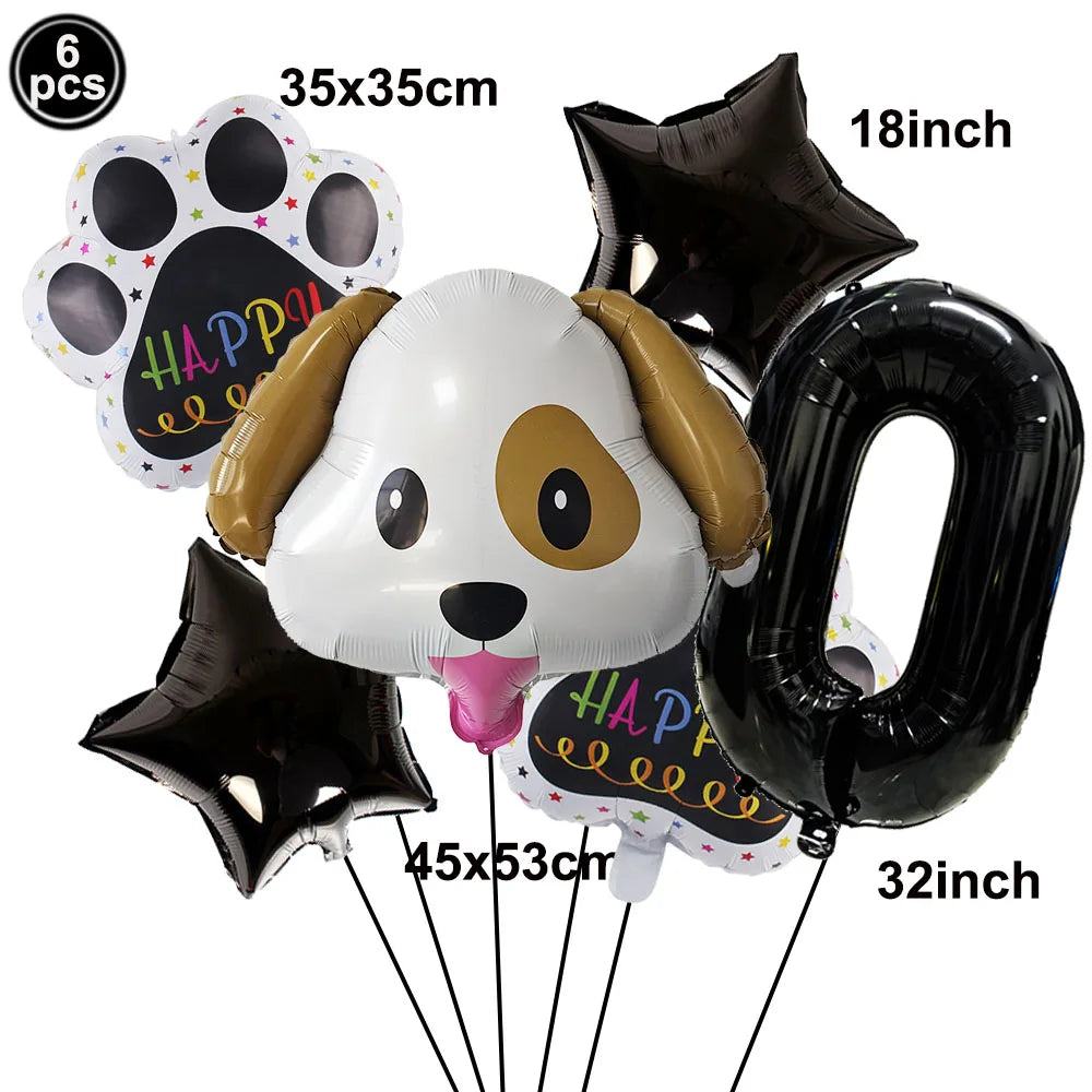 Dog Theme Party Digital Balloon Dog Head Dog Paw and Pink Dog Bone Shaped Foil Balloon Baby Shower Kids Birthday Pets Decoration