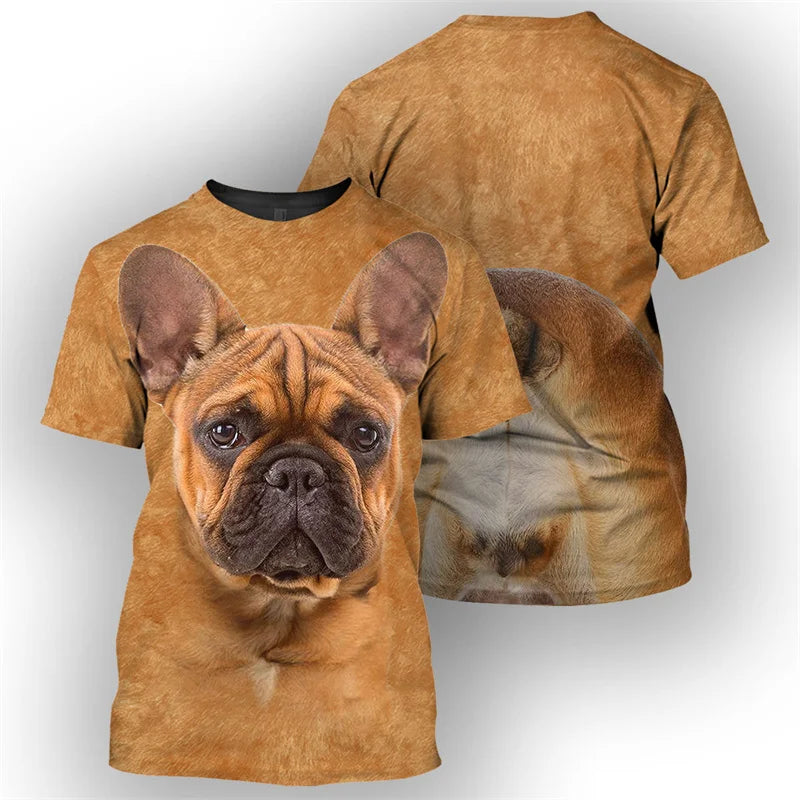 the PUG LIFE - Corgi/French Bulldog/Pug 3D Print T-Shirt, Men Fashion Casual Short-Sleeved Round Neck Tees, Bullhead Terrier Summer T-Shirts