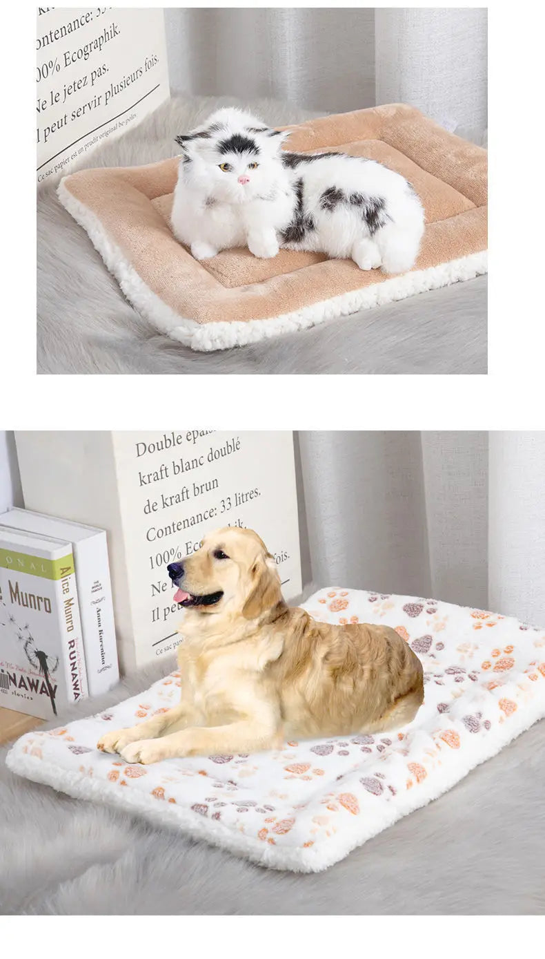 the PAW-NEST DOUBLE-SIDED MAT - Flannel Double-Sided Pet Mats, Short Plush Pet Sleeping Bed for Cats and Small Dogs, Cute Pet Pad Blanket, Warm Kitten Cushion