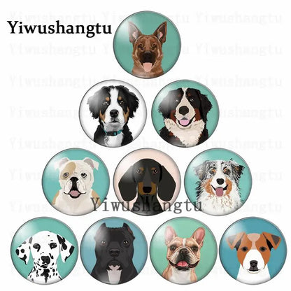 Lovely dog's head painting animal 12mm/20mm/25mm/30mm Round photo glass cabochon demo flat back Making findings