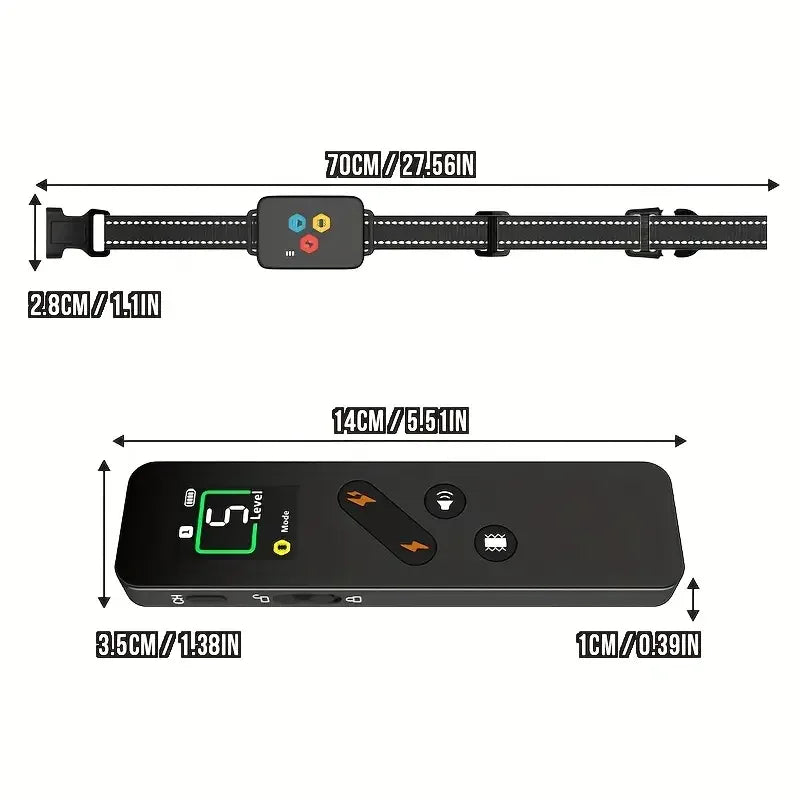 the DOG TRAINER - 1000m Electric Dog Training Collar, Pet Remote Control Type-C Backlight Display Shock Vibration Sound Collar with Security Lock