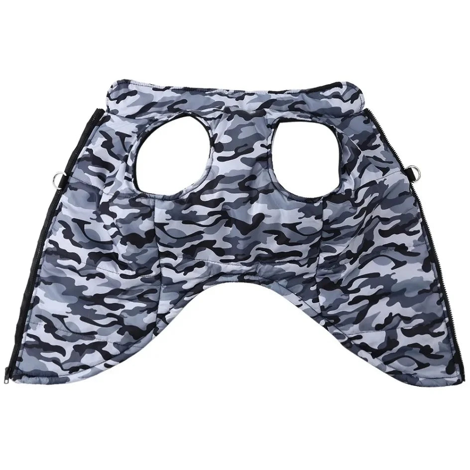 Winter Warm Big Dog Clothes Camouflage Sleeveless Pet Vest Jacket Windproof Large Dog Coat Zipper D-ring 4XL-6XL Puppy Outfits