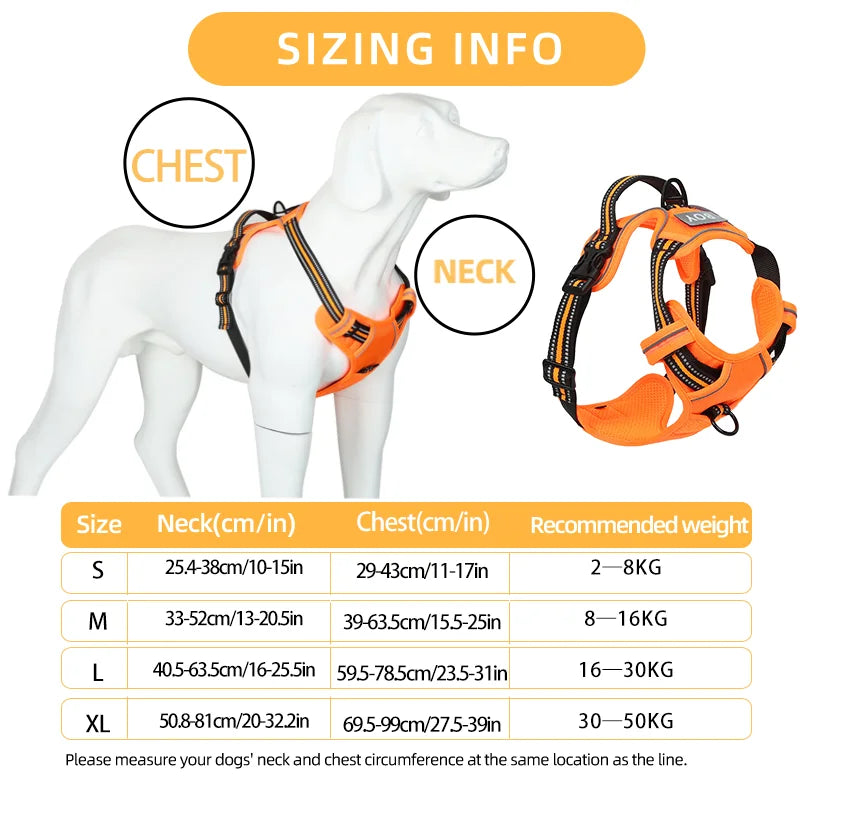 the REFLECTAGUARD PADDED HARNESS - Dog Harness, Pet Harness with Pull - 1 Leash Clip, Adjustable Padded Dog Vest, Reflective Non-Choking Pet Vest with Free Nameplate