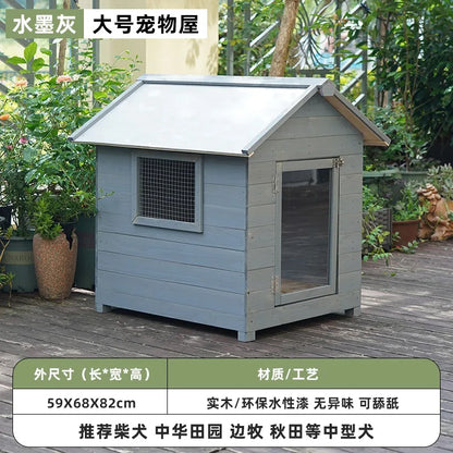 the GOOD DOG DOGHOUSE - Large Dog Kennel, Outdoor Semi-Enclosed Kennel, Winter Outdoor Doghouse, Rainproof and Cold-Proof Luxury Dog Villa