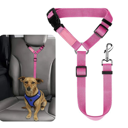 the DOGGY SEAT BELT - 1PC Pet Dog and Cat Seat Belt, Car Headrest Restraint, Adjustable Safety Rope, Car Seat Belt