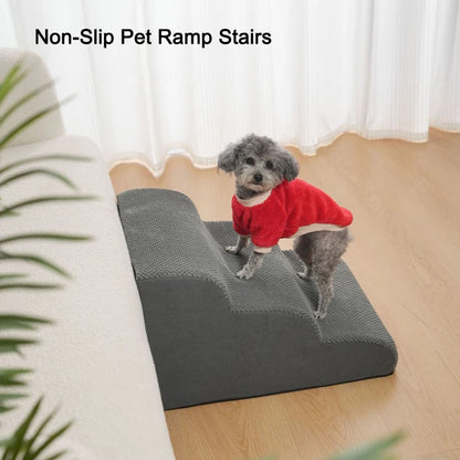 the DOGGY STAIRCASE - Non-Slip Pet Dog/Cat Ramp, Ladder Memory Foam Sponge, Older Dogs Sofa Removable and Washable Training Pet Ramp Stairs, Pet Supplies