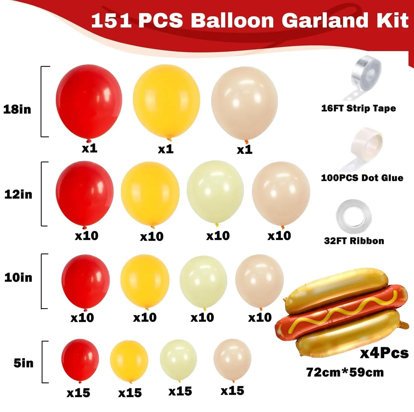 Hot Dog Theme Balloon Cartoon Style balloon for Birthday Celebration Decoration Party Supplies