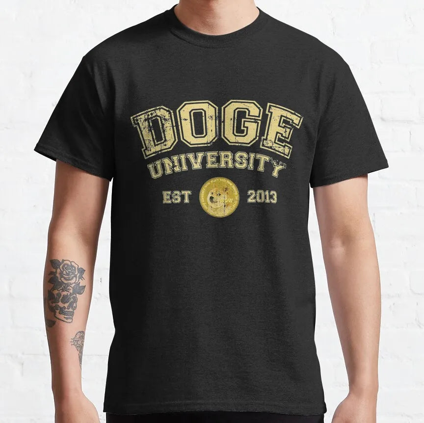 the CRYPTO DOG -Dogecoin Crypto Doge Coin Faux Pocket T-Shirt for Men, Amazing Pure Cotton Tees, Round Neck Short Sleeve T-Shirts, Graphic Clothes