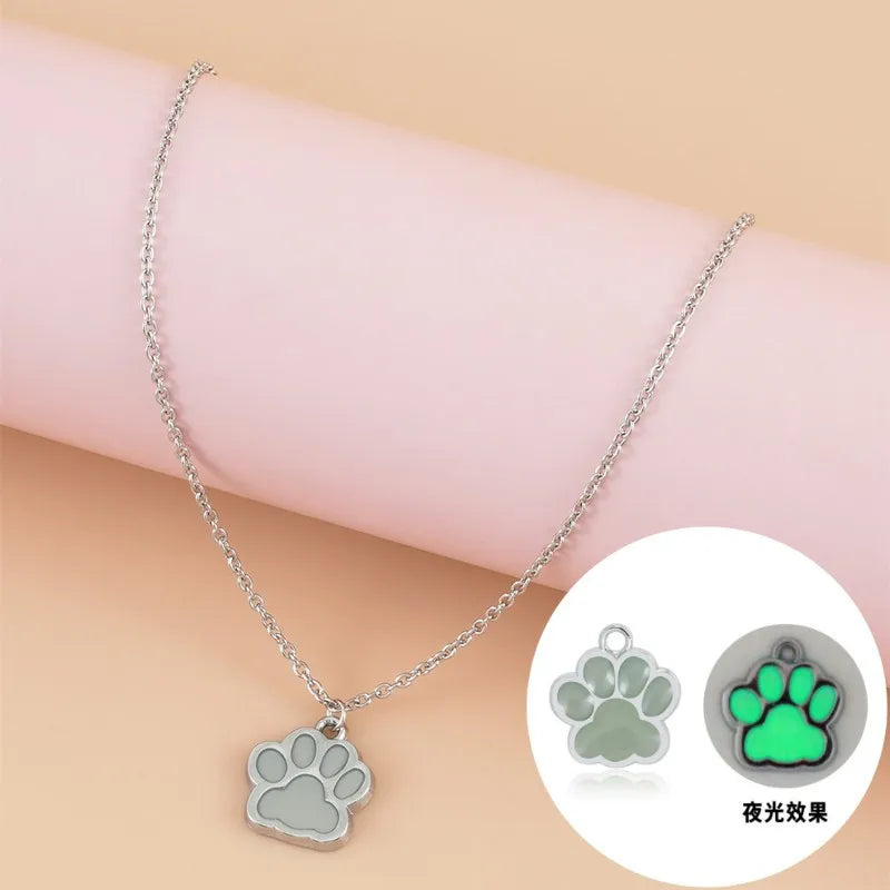 Luminous Dog Cat Paw Keychain Creative Green Blue Glow In Dark Key Ring Bag Accessories For Holder Bag Charm For Women