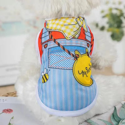 Quick-drying Yorkie Dog Vest Dog Tank Top Summer/Spring Cartoon Hoodie Chihuahua Dog Clothes French Bulldog Puppy Dogs/Cat Shirt