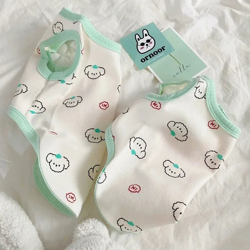 Ins Cute Pet Summer T-Shirt Pet Vest Cat Thin Schnauzer Puppy Sleeveless Breathable Dog Clothes T-shirt Summer Pet Clothes