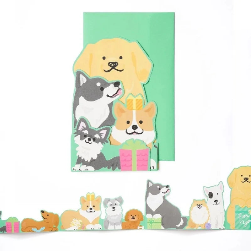 Dog Cat 3D Greeting Card Japan Creative Decoration Card Carton Cat Birthday Gift Girlfriend ins Cute Blessing Card