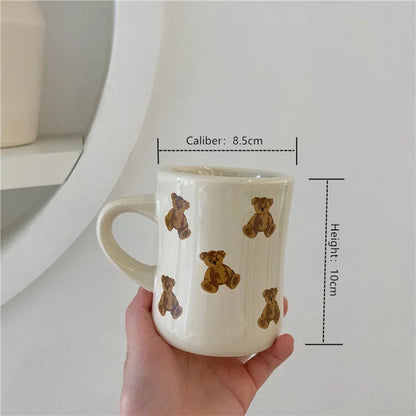 Cartoon Bear Ceramic Coffee Mug Chocolate Bear Mug Girl Retro Coffee Cup Afternoon Tea Cute Ceramic Mugs Cute Coffee Mug Cup