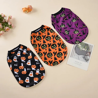 Dog Clothes For Small Medium Dogs Cats Halloween Pumpkin Paw Print Puppy Vest Coat Chihuahua Yorkies Costumes Pet Party Clothing