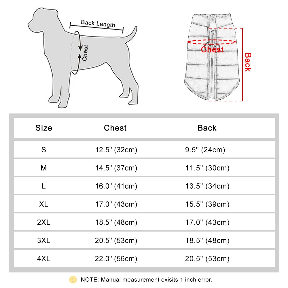 Warm Winter Dog Vest Clothes Thick Cotton Pet Clothing Autumn Winter Dogs Jacket Coat Outfit For Small Medium Large Dogs S-4XL