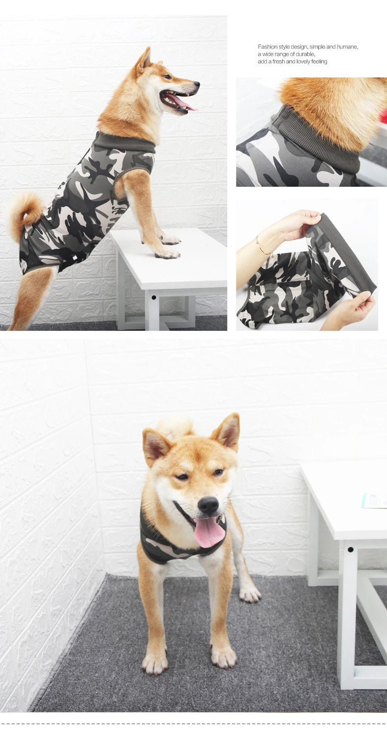 Modal Dog Recovery Clothing Pet Sterilization Surgery Suit  Anti Licking Wounds Dog Shirt for Large Dogs Four-legged Jumpsuit