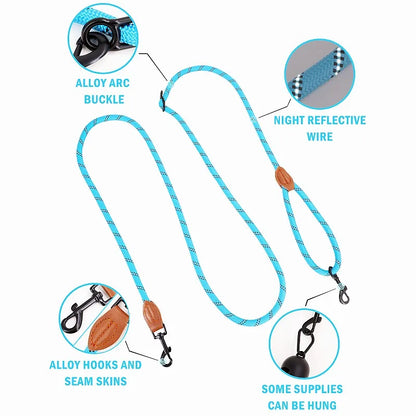 the ACTIVEGLOW HANDS-FREE LEASH - Dog Leash Hands Free Leashes for Dog Walking, Adjustable Dogs Leash, Reflective Dogs Chain Multi-Functional Traction Rope 230cm