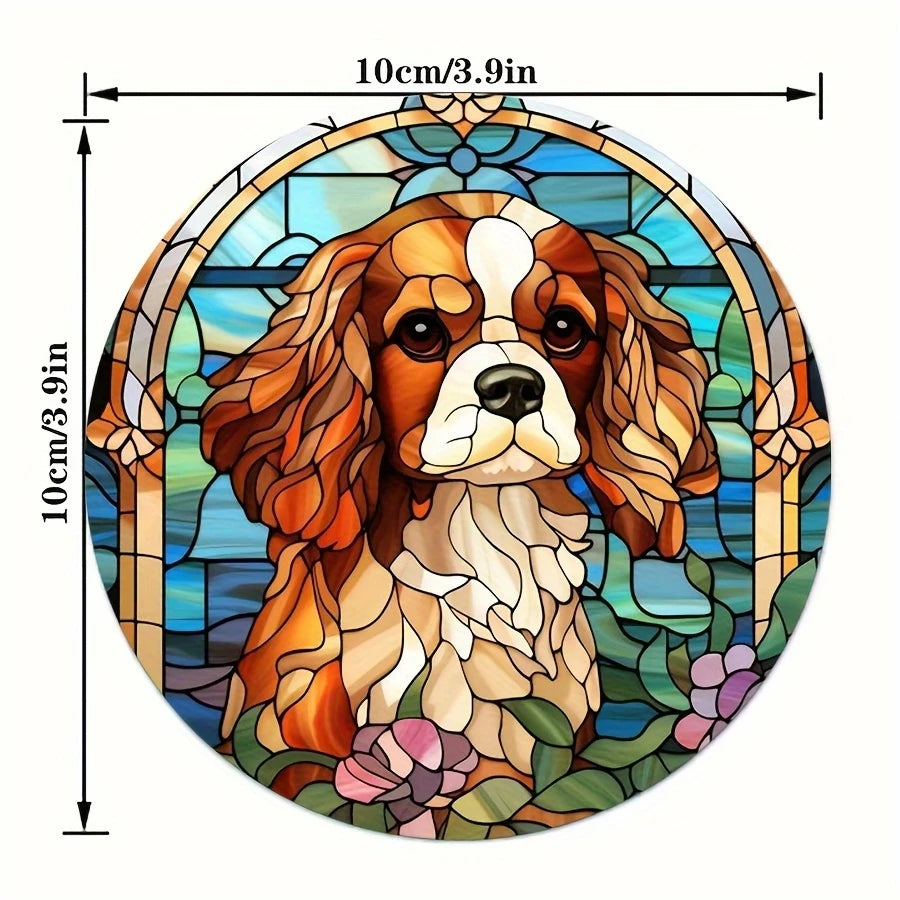6/8pcs 2D single-sided dog pattern heat resistant non-slip round wooden coaster perfect family afternoon tea coffee shop Gifts