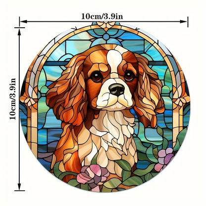 6/8pcs 2D single-sided dog pattern heat resistant non-slip round wooden coaster perfect family afternoon tea coffee shop Gifts