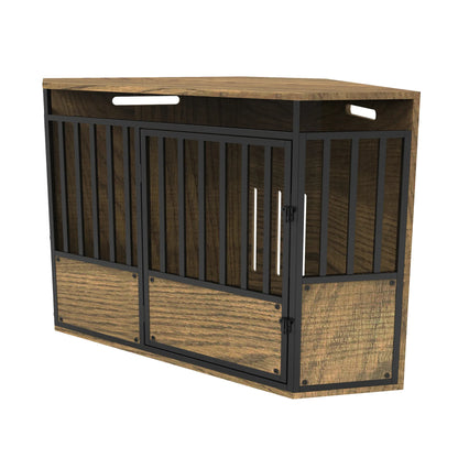 the CORNER CRATE - Furniture Style Wooden Pet Crate Corner Table, Heavy Duty Large Dog Cage Kennel