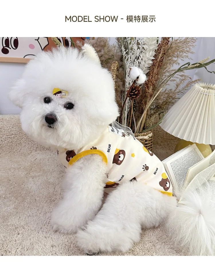 Four Seasons NewinsJapanese and Korean Style Thermal Pet Dog Cat Clothes Teddy Bichon Pulling Vest Wholesale