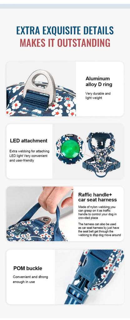 Truelove Pet Harnesses Durable Update Codura Fabric Nylon Aluminum Accessories Dog Harnesses Manufacturers TLH5656