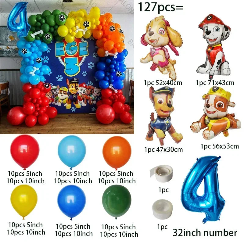 1set Dog PAW Patrol Aluminum Balloons figure 1 2 3 4 5 6 year old birthday party decoration Balloon Baby