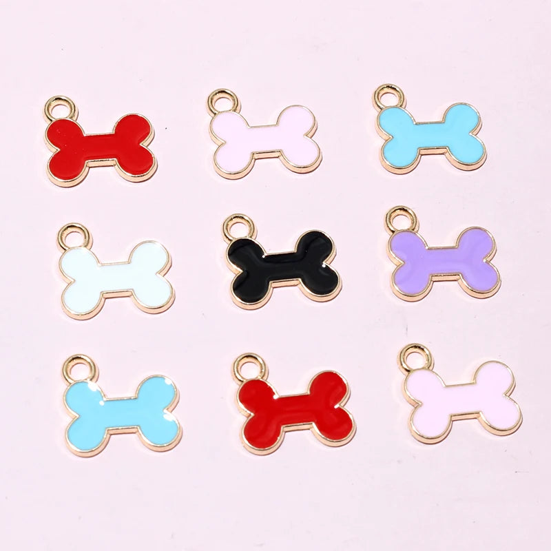 20pcs 12x13mm Enamel Bone Charms Pendant Small Cute DIY Jewelry Making Accessories for Bracelet Earrings Keychains