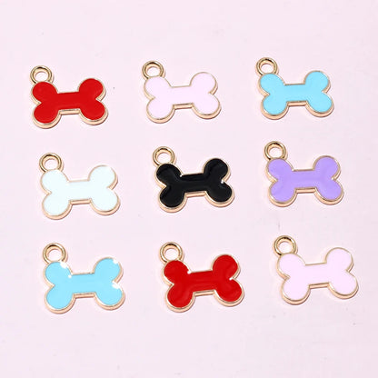 20pcs 12x13mm Enamel Bone Charms Pendant Small Cute DIY Jewelry Making Accessories for Bracelet Earrings Keychains
